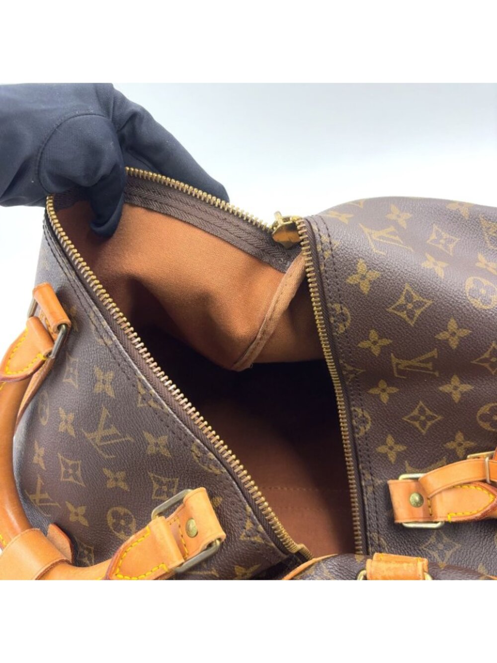 Louis Vuitton Keepall Bandouliere 55 Monogram Leather Brown Boston Bag Gold - Picture 14 of 15